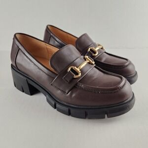 ZBY Loafers Womens 8 Brown Horsebit Chunky Lug Sole Block Heel Platform Slip On